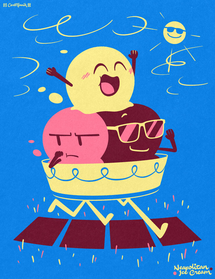 Art Fight 2025: Hot & Cold, 2025 Procreate feat. Neapolitan Ice Cream