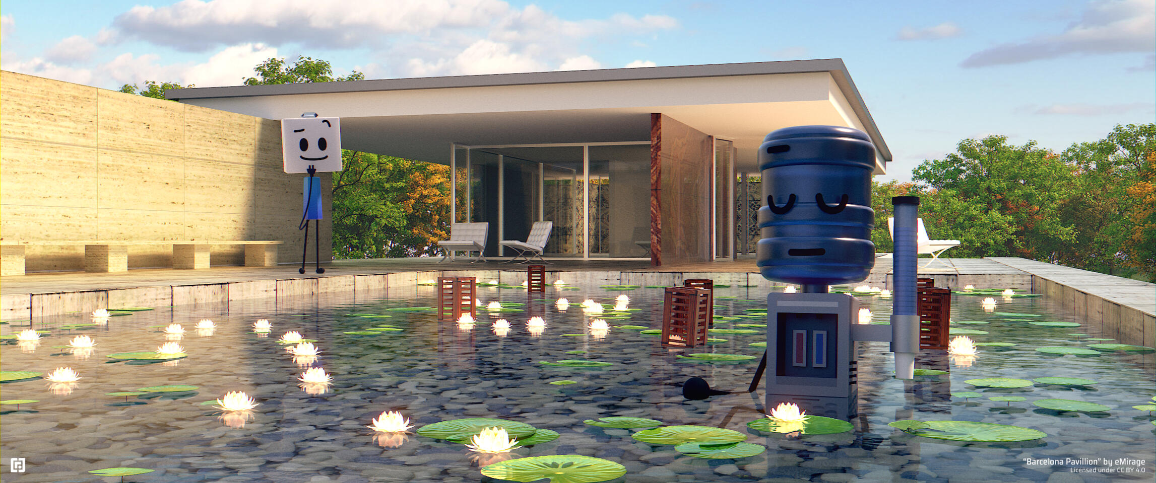 Barcelona Pavilion (with Myles & Warren), 2023 Blender and Adobe Animate