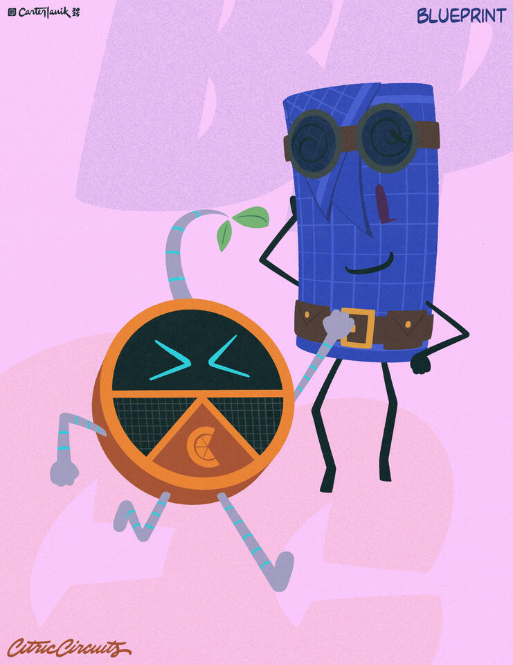 Art Fight 2025: Contrasting Color Combo!, 2025 Procreate feat. Citric Circuits and Blueprint